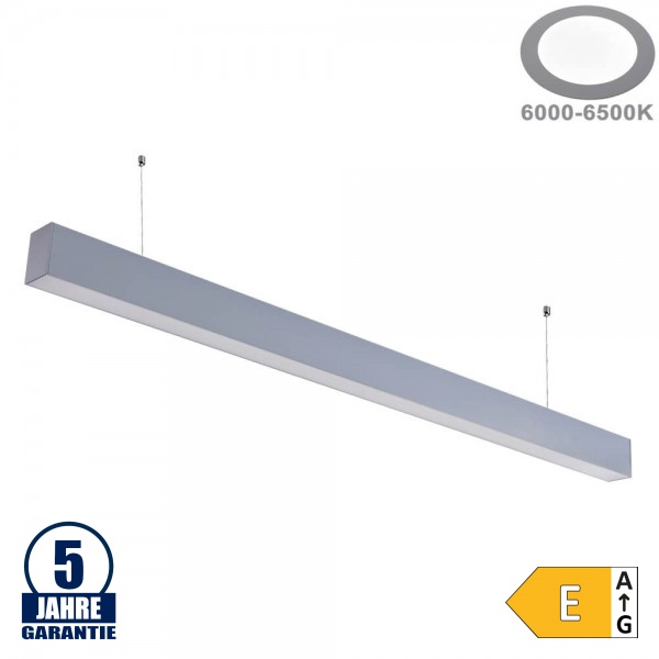 40W LED Linearleuchte Slim Professional mit Abhängung Silber Kaltweiß 40W LED Linearleuchte Slim Professional mit Abhängung Silber Kaltweiß