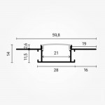 LED Profil Trockenbau eloxiert breit 2m SET OP LED Profil Trockenbau eloxiert breit 2m SET OP