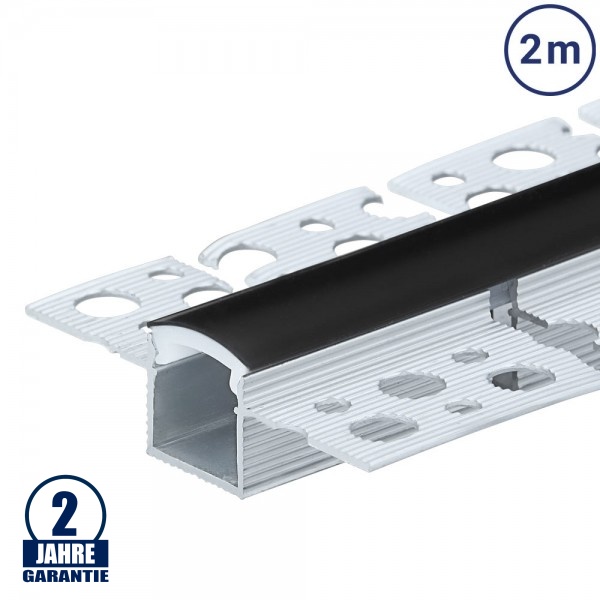 LED Trockenbauprofil flexibel Weiß 2m SET OP mit schwarzer Abdeckung LED Trockenbauprofil flexibel Weiß 2m SET OP mit schwarzer Abdeckung