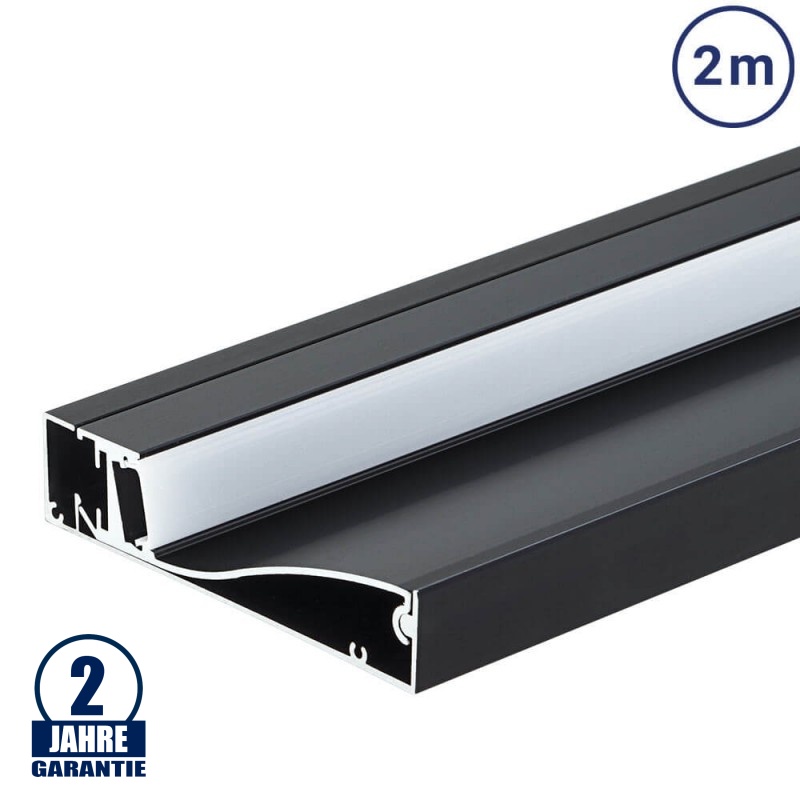 LED Sockelleistenprofil Schwarz 2m SET OP