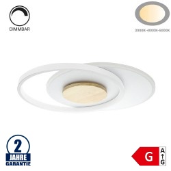 54W LED CCT Deckenleuchte rund Holzoptik-Weiß