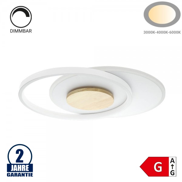 54W LED CCT Deckenleuchte rund Holzoptik-Weiß 54W LED CCT Deckenleuchte rund Holzoptik-Weiß