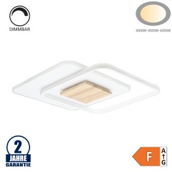 60W LED CCT Deckenleuchte quadratisch Holzoptik-Weiß