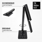 7W LED Tischleuchte CCT mit Wireless Charging für Smartphones Schwarz 7W LED Tischleuchte CCT mit Wireless Charging für Smartphones Schwarz