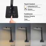 7W LED Tischleuchte CCT mit Wireless Charging für Smartphones Schwarz 7W LED Tischleuchte CCT mit Wireless Charging für Smartphones Schwarz