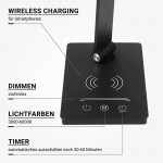 7W LED Tischleuchte CCT mit Wireless Charging für Smartphones Schwarz 7W LED Tischleuchte CCT mit Wireless Charging für Smartphones Schwarz