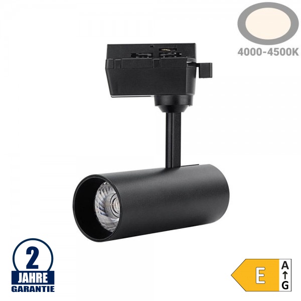 12W LED 1 Ph. Schienenstrahler Schwarz Neutralweiß 12W LED 1 Ph. Schienenstrahler Schwarz Neutralweiß