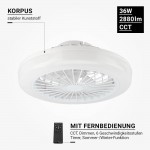 36W LED Deckenventilator Ø48cm Weiß CCT 36W LED Deckenventilator Ø48cm Weiß CCT