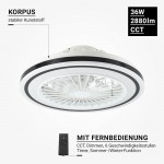 36W LED Deckenventilator Ø48cm Schwarz/Weiß CCT 36W LED Deckenventilator Ø48cm Schwarz/Weiß CCT
