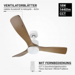18W LED Deckenventilator Eiche hell Weiß CCT 18W LED Deckenventilator Eiche hell Weiß CCT