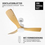 18W LED Deckenventilator Buche Weiß CCT 18W LED Deckenventilator Buche Weiß CCT