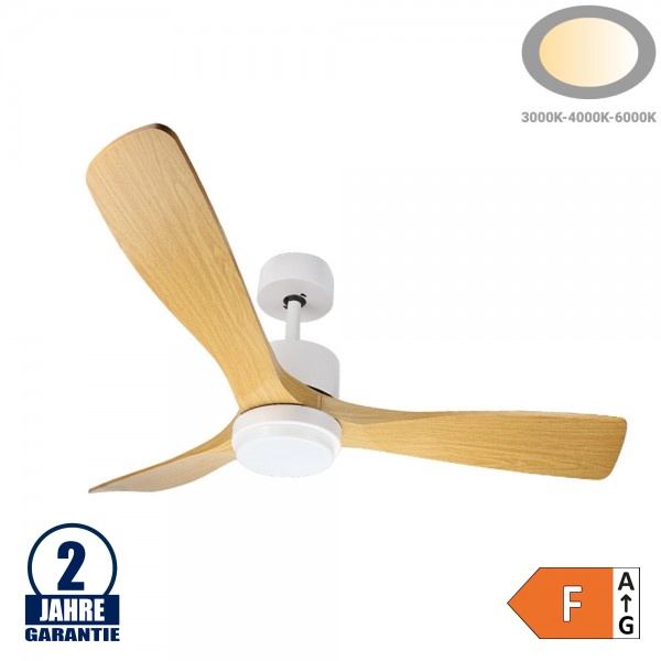 18W LED Deckenventilator Buche Weiß CCT 18W LED Deckenventilator Buche Weiß CCT