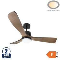 18W LED Deckenventilator Nuss Schwarz CCT