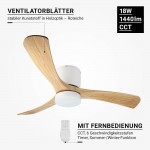 18W LED Deckenventilator Roteiche Weiß CCT 18W LED Deckenventilator Roteiche Weiß CCT