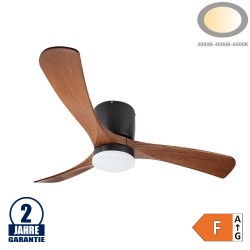 18W LED Deckenventilator Mahagoni Schwarz CCT