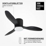 18W LED Deckenventilator Schwarz CCT 18W LED Deckenventilator Schwarz CCT