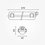 T8 Wannenleuchte IP65  für LED Röhren 60cm 1-flammig