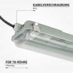 T8 Wannenleuchte IP65  für LED Röhren 60cm 2-flammig