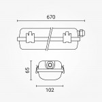 T8 Wannenleuchte IP65  für LED Röhren 60cm 2-flammig