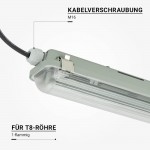 T8 Wannenleuchte IP65  für LED Röhren 150cm 1-flammig