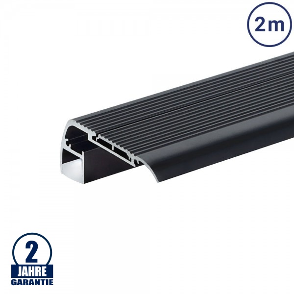 LED Treppenabschlussprofil Schwarz 2m SET