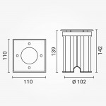 Bodeneinbaustrahler GU10 Fassung quadratisch IP67 Bodeneinbaustrahler GU10 Fassung quadratisch IP67