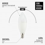 10W LED E14 Kerze Kunststoff Neutralweiß 10W LED E14 Kerze Kunststoff Neutralweiß