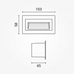 3W LED Treppenleuchte Einbau Rechteckig Weiß Neutralweiß IP65