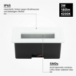 3W LED Treppenleuchte Einbau Rechteckig Weiß Neutralweiß IP65