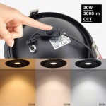 30W LED Einbaustrahler schwenkbar Schwarz CRI90+ CCT