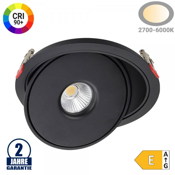 30W LED Einbaustrahler schwenkbar Schwarz CRI90+ CCT