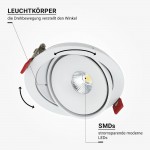 10W LED Einbaustrahler schwenkbar Weiß CRI90+ CCT 10W LED Einbaustrahler schwenkbar Weiß CRI90+ CCT
