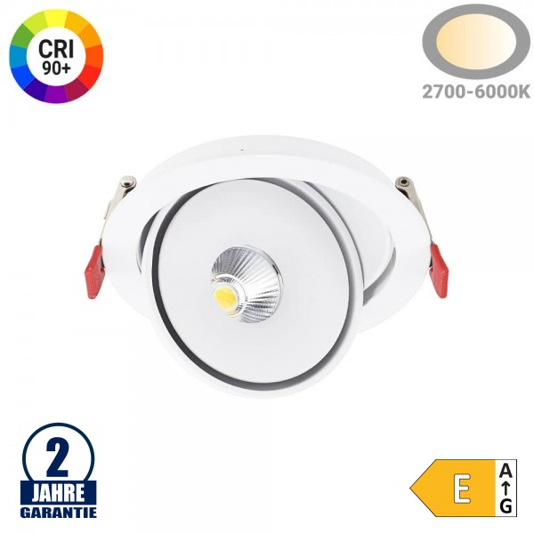 10W LED Einbaustrahler schwenkbar Weiß CRI90+ CCT 10W LED Einbaustrahler schwenkbar Weiß CRI90+ CCT