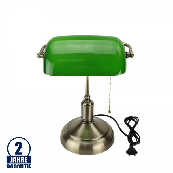 Tischleuchte Retro E27 Bronze Grünes Glas Tischleuchte Retro E27 Bronze Grünes Glas