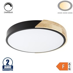 48W LED Deckenleuchte Schwarz Holzoptik CCT