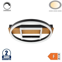 46W LED Deckenleuchte Schwarz Holzoptik CCT