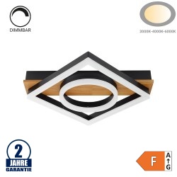 44W LED Deckenleuchte Schwarz Holzoptik CCT