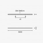 384LED/m 7W/m 24V Slim COB LED Streifen Warmweiß 1m