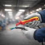 Kabelmesser mit Hakenklinge und Gleitschuh VDE isoliert Kabelmesser mit Hakenklinge und Gleitschuh VDE isoliert
