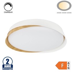 36W LED Deckenleuchte fernsteuerbar Weiß Holzoptik CCT