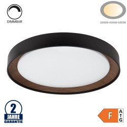 54W LED Deckenleuchte fernsteuerbar Schwarz Walnuss CCT