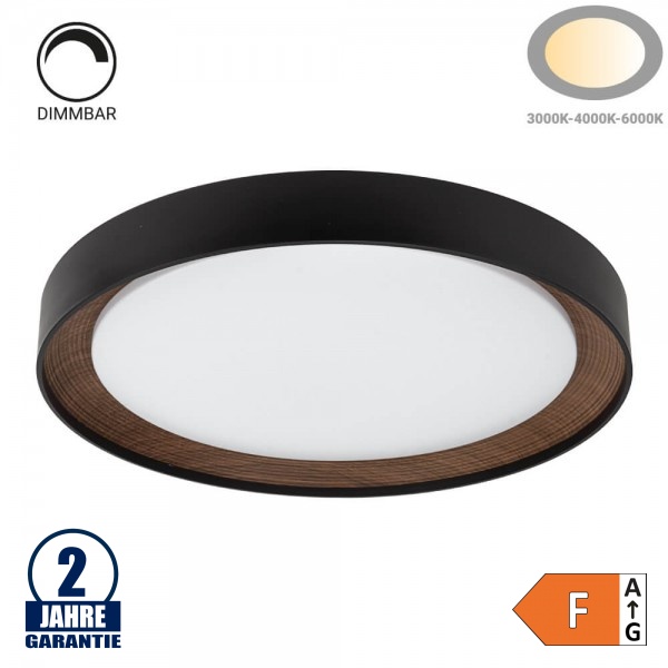 54W LED Deckenleuchte fernsteuerbar Schwarz Walnuss CCT 54W LED Deckenleuchte fernsteuerbar Schwarz Walnuss CCT