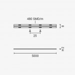 480 LED/m 12W/m 12V/DC LED COB Streifen Warmweiß 1m 480 LED/m 12W/m 12V/DC LED COB Streifen Warmweiß 1m